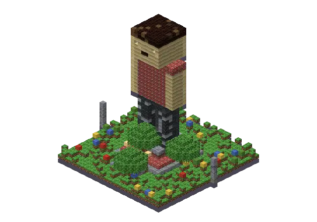 Brick statue, a Minecraft statue of 3,415 blocks, rendered by Blocksmith from “a brick statue”