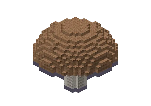 Brown mushroom, a Minecraft object of 952 blocks, rendered by Blocksmith from “a brown mushroom”