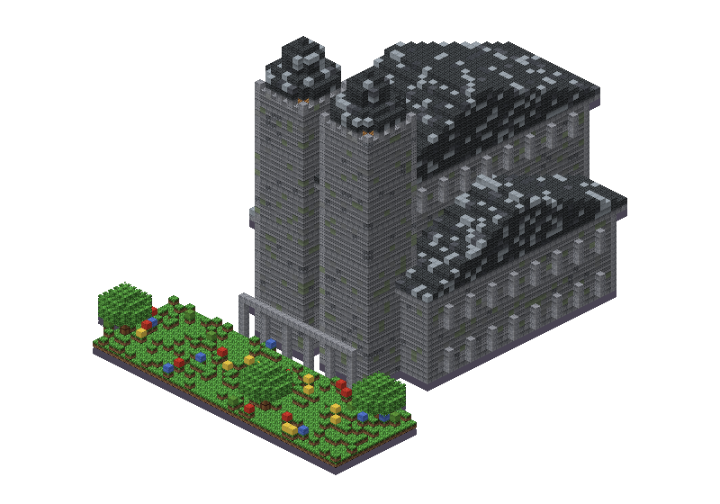 Cathedral, an isometric block preview Blocksmith rendered from the wish: a cathedral