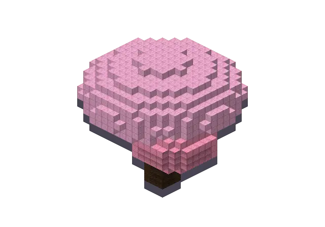 Cherry blossom, a Minecraft object of 1,237 blocks, rendered by Blocksmith from “a cherry blossom”
