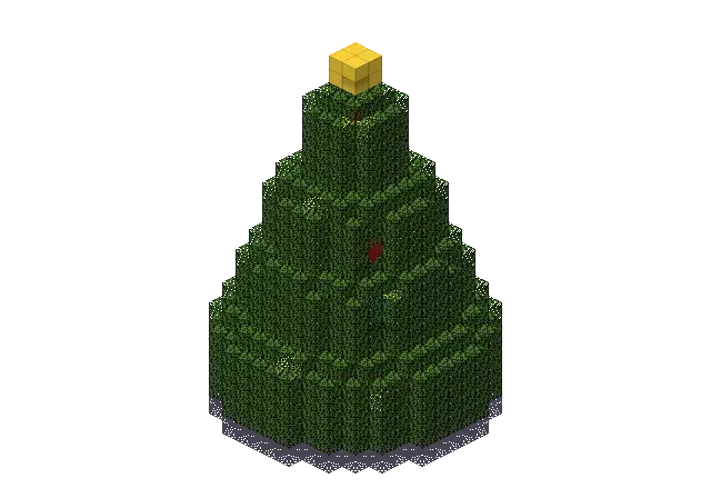 Christmas tree, a Minecraft object of 1,019 blocks, rendered by Blocksmith from “a christmas tree”