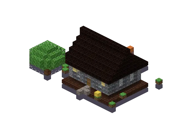 Cobble house, a Minecraft house of 755 blocks, rendered by Blocksmith from “a cobble house”