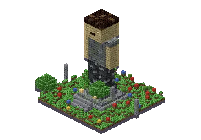 Cobble statue, a Minecraft statue of 3,380 blocks, rendered by Blocksmith from “a cobble statue”