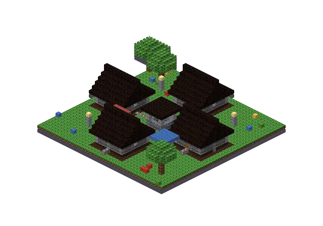 Cobble village, a Minecraft village of 3,783 blocks, rendered by Blocksmith from “a cobble village”