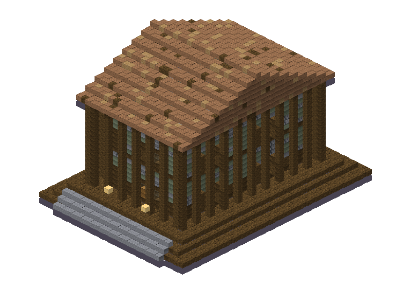 Temple with columns, an isometric block preview Blocksmith rendered from the wish: a temple with columns