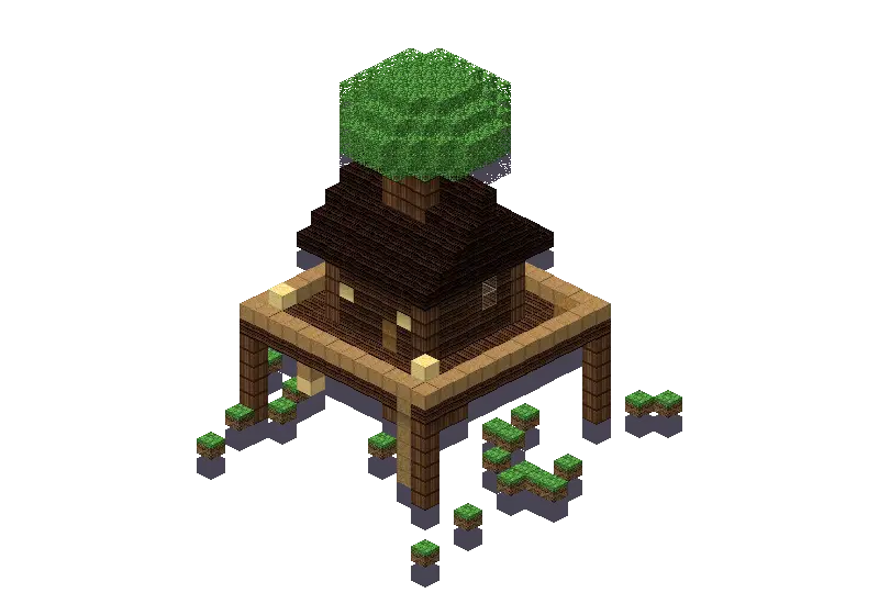 Cosy treehouse, a Minecraft treehouse of 890 blocks, rendered by Blocksmith from “a cosy treehouse”