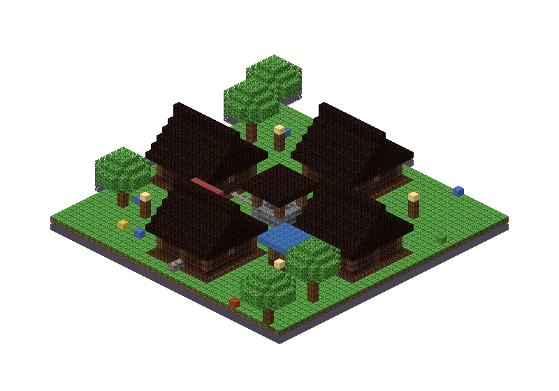 Cosy village, a Minecraft village of 4,015 blocks, rendered by Blocksmith from “a cosy village”