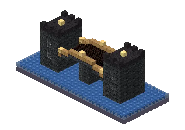 Dark gothic bridge, a Minecraft bridge of 1,170 blocks, rendered by Blocksmith from “a dark gothic bridge”
