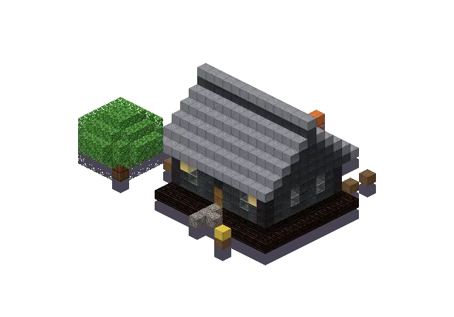 Dark gothic house, a Minecraft house of 754 blocks, rendered by Blocksmith from “a dark gothic house”