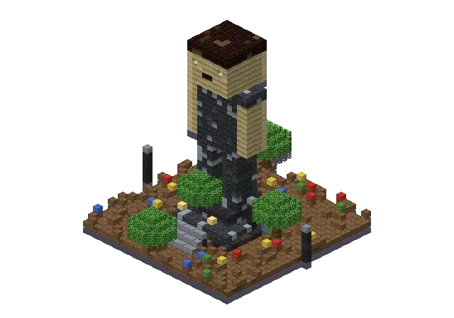 Dark gothic statue, a Minecraft statue of 3,386 blocks, rendered by Blocksmith from “a dark gothic statue”