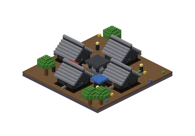 Dark gothic village, a Minecraft village of 3,869 blocks, rendered by Blocksmith from “a dark gothic village”