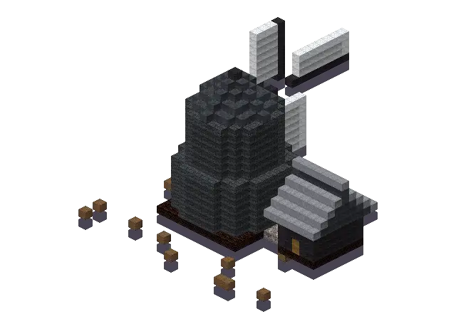 Dark gothic windmill, a Minecraft windmill of 1,452 blocks, rendered by Blocksmith from “a dark gothic windmill”