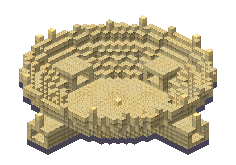 Desert colosseum, an isometric block preview Blocksmith rendered from the wish: a desert colosseum