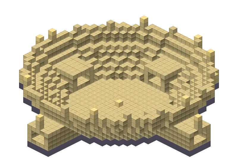 Desert colosseum, a Minecraft arena of 2,013 blocks, rendered by Blocksmith from “a desert colosseum”