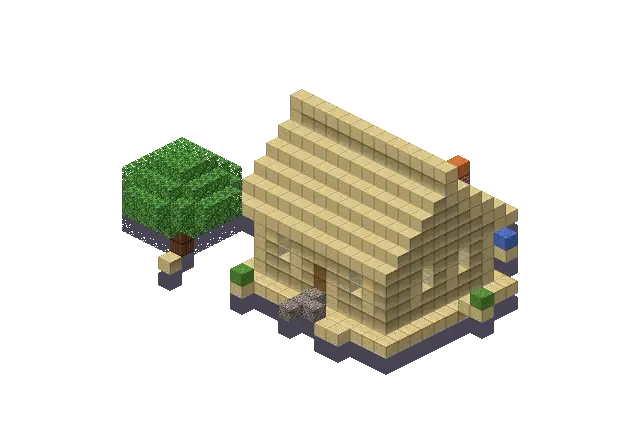 Desert house, a Minecraft house of 757 blocks, rendered by Blocksmith from “a desert house”