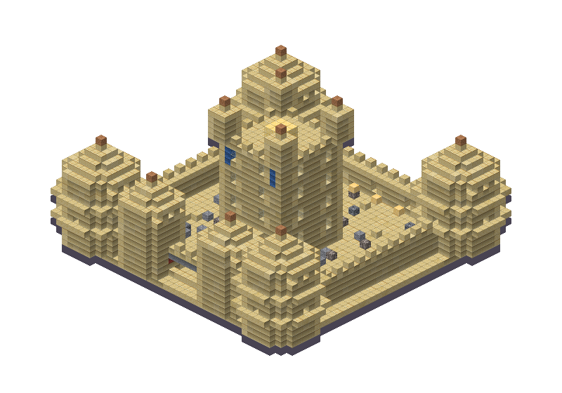 Desert palace, an isometric block preview Blocksmith rendered from the wish: a desert palace