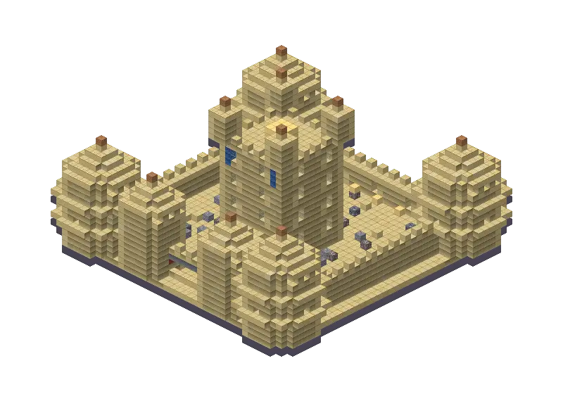 Desert palace, a Minecraft castle of 6,281 blocks, rendered by Blocksmith from “a desert palace”