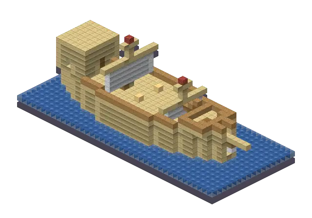 Desert ship, a Minecraft ship of 1,708 blocks, rendered by Blocksmith from “a desert ship”