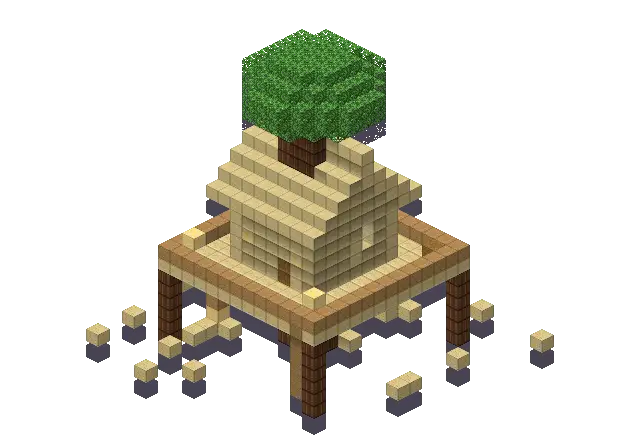 Desert treehouse, a Minecraft treehouse of 888 blocks, rendered by Blocksmith from “a desert treehouse”