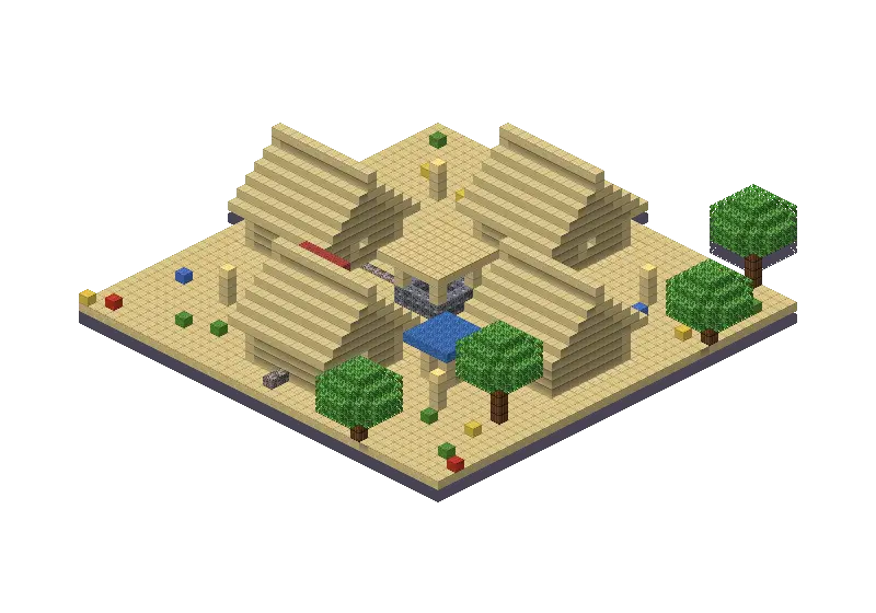 Desert village, a Minecraft village of 3,892 blocks, rendered by Blocksmith from “a desert village”