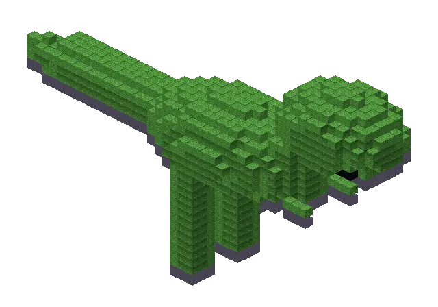 Dinosaur, a Minecraft house of 1,323 blocks, rendered by Blocksmith from “a dinosaur”