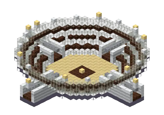 Frozen arena, a Minecraft arena of 2,013 blocks, rendered by Blocksmith from “a frozen arena”