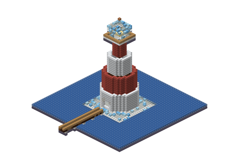 Frozen beacon, an isometric block preview Blocksmith rendered from the wish: a frozen beacon
