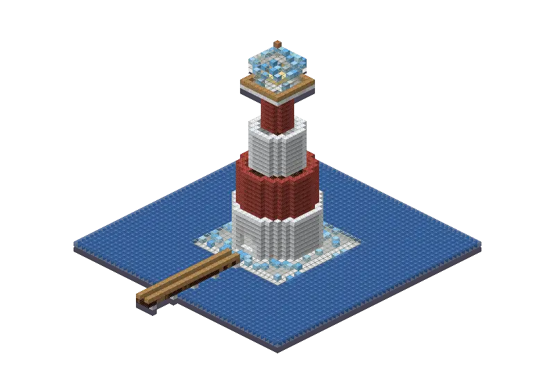 Frozen beacon, a Minecraft lighthouse of 4,770 blocks, rendered by Blocksmith from “a frozen beacon”