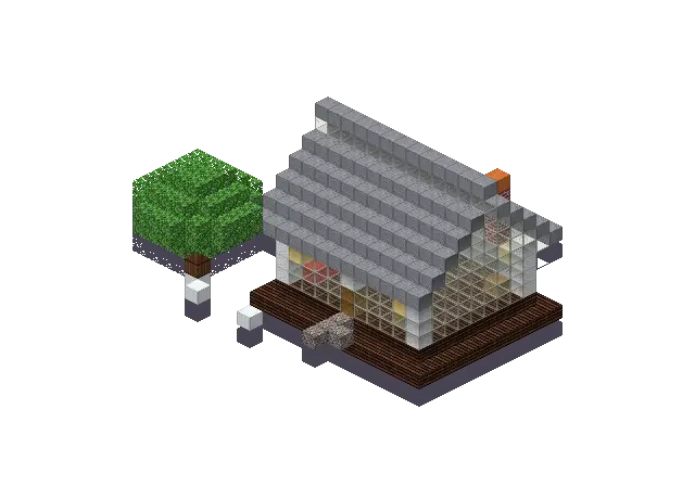 Frozen house, a Minecraft house of 751 blocks, rendered by Blocksmith from “a frozen house”