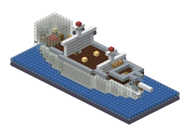 Frozen ship, a Minecraft ship of 1,708 blocks, rendered by Blocksmith from “a frozen ship”