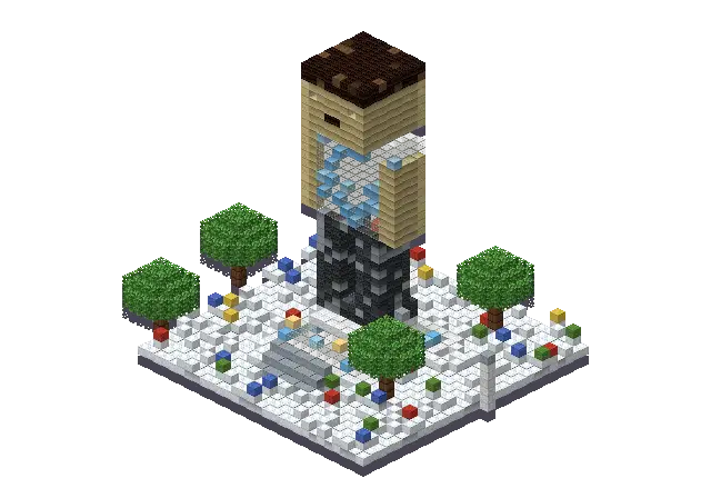 Frozen statue, a Minecraft statue of 3,447 blocks, rendered by Blocksmith from “a frozen statue”