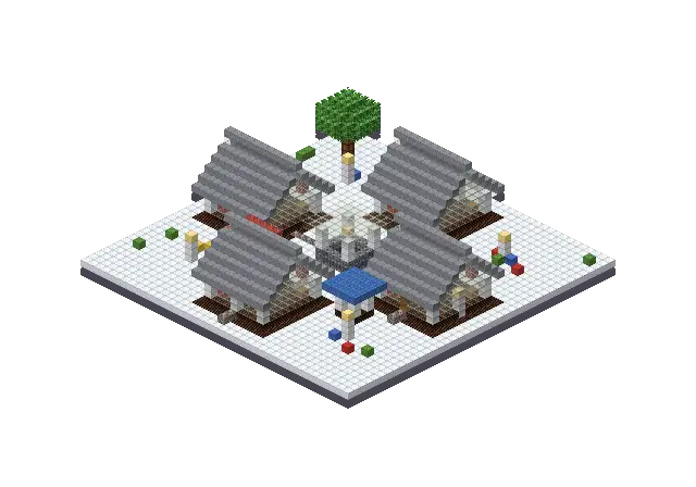 Frozen village, a Minecraft village of 3,514 blocks, rendered by Blocksmith from “a frozen village”