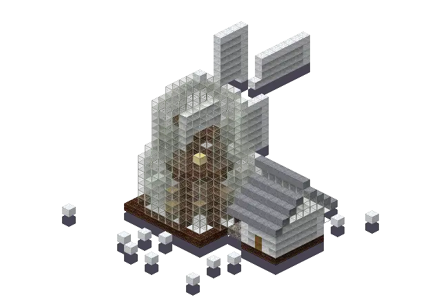 Frozen windmill, a Minecraft windmill of 1,456 blocks, rendered by Blocksmith from “a frozen windmill”