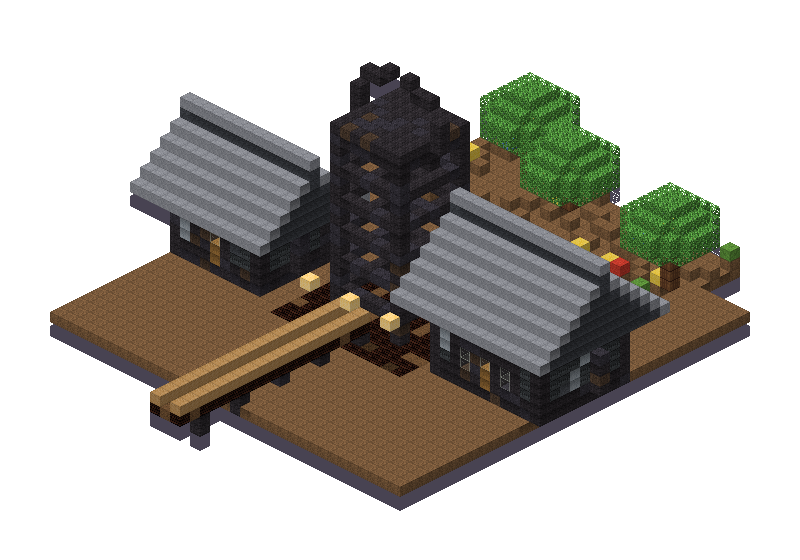Dark gothic mine, an isometric block preview Blocksmith rendered from the wish: a dark gothic mine