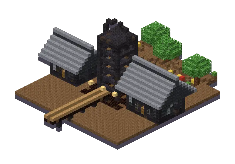 Dark gothic mine, a Minecraft mine of 3,307 blocks, rendered by Blocksmith from “a dark gothic mine”