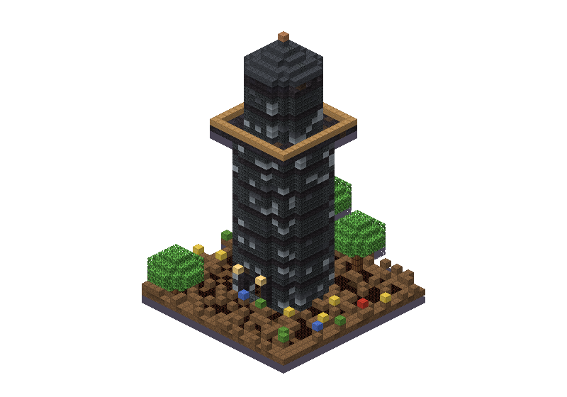 Dark gothic spire, an isometric block preview Blocksmith rendered from the wish: a dark gothic spire