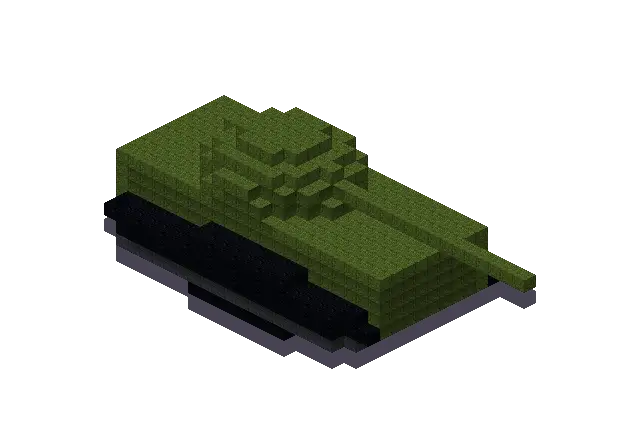 Green tank, a Minecraft vehicle of 1,562 blocks, rendered by Blocksmith from “a green tank”