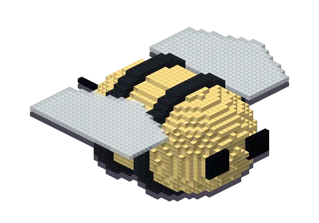Huge bee, a Minecraft creature of 4,852 blocks, rendered by Blocksmith from “a huge bee”