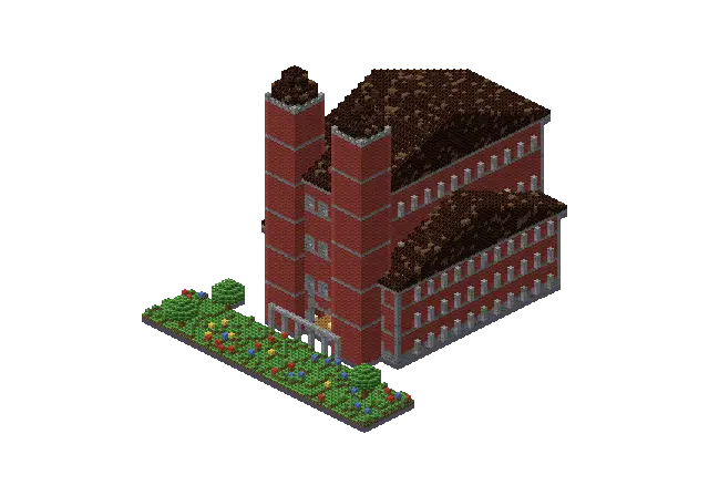 Huge brick cathedral, a Minecraft temple of 29,761 blocks, rendered by Blocksmith from “a huge brick cathedral”