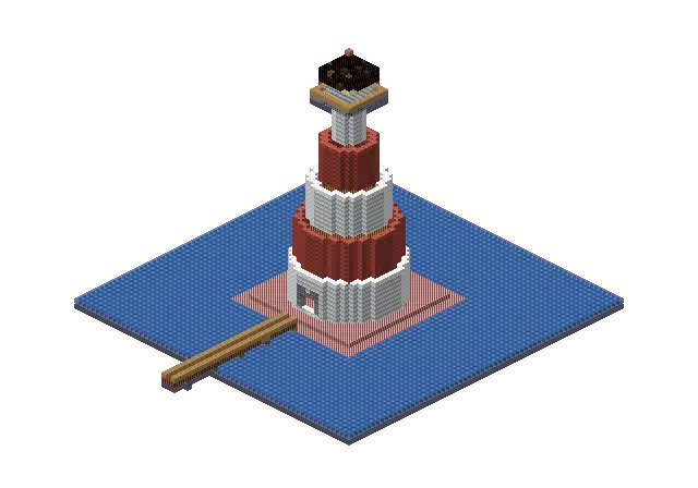 Huge brick lighthouse, a Minecraft lighthouse of 7,345 blocks, rendered by Blocksmith from “a huge brick lighthouse”
