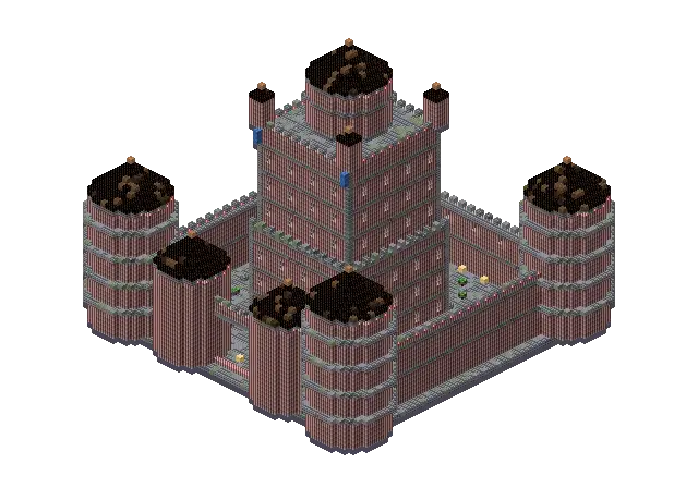 Huge brick palace, a Minecraft castle of 23,441 blocks, rendered by Blocksmith from “a huge brick palace”