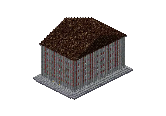Huge brick parthenon, a Minecraft temple of 40,874 blocks, rendered by Blocksmith from “a huge brick parthenon”