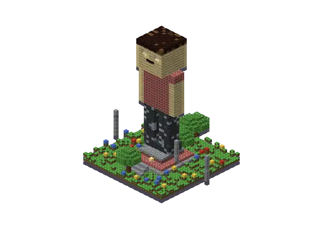 Huge brick statue, a Minecraft statue of 4,841 blocks, rendered by Blocksmith from “a huge brick statue”