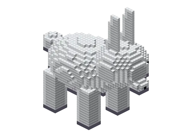 Huge bunny, a Minecraft creature of 3,194 blocks, rendered by Blocksmith from “a huge bunny”