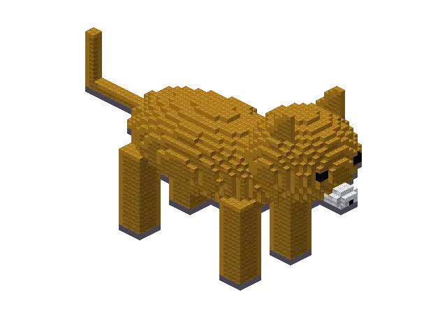 Huge cat, a Minecraft creature of 4,223 blocks, rendered by Blocksmith from “a huge cat”