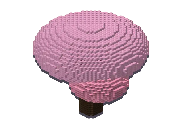 Huge cherry blossom, a Minecraft object of 5,245 blocks, rendered by Blocksmith from “a huge cherry blossom”