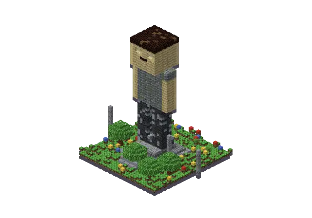 Huge cobble statue, a Minecraft statue of 4,915 blocks, rendered by Blocksmith from “a huge cobble statue”