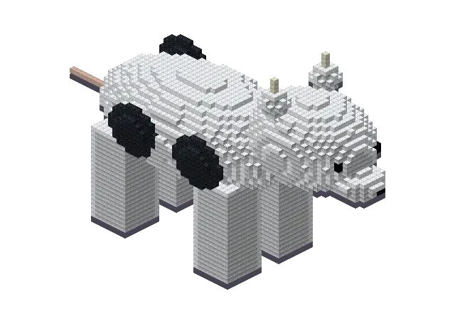 Huge cow, a Minecraft creature of 8,901 blocks, rendered by Blocksmith from “a huge cow”