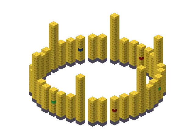 Huge crown, a Minecraft object of 1,512 blocks, rendered by Blocksmith from “a huge crown”