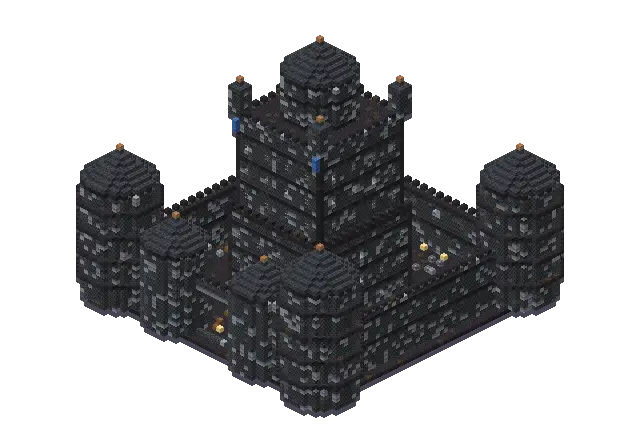 Huge dark gothic palace, a Minecraft castle of 23,437 blocks, rendered by Blocksmith from “a huge dark gothic palace”